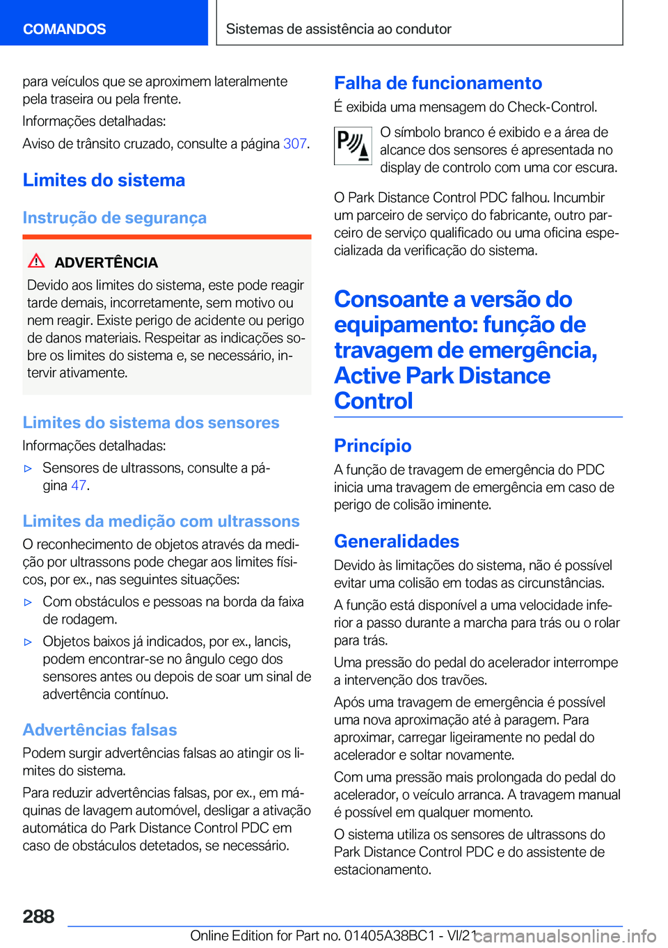 BMW M4 2022  Manual do condutor (in Portuguese) �p�a�r�a��v�e�