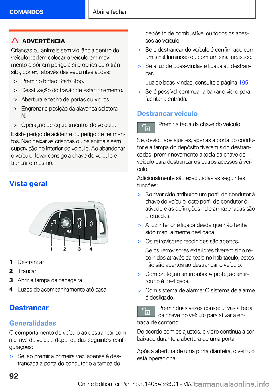 BMW M4 2022  Manual do condutor (in Portuguese) �A�D�V�E�R�T�