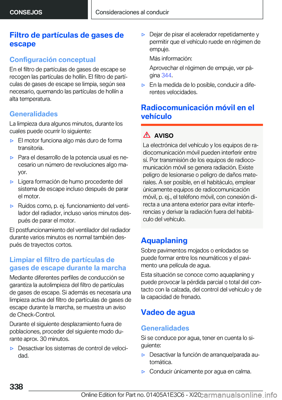 BMW M4 2021  Manuales de Empleo (in Spanish) �F�i�l�t�r�o��d�e��p�a�r�t�