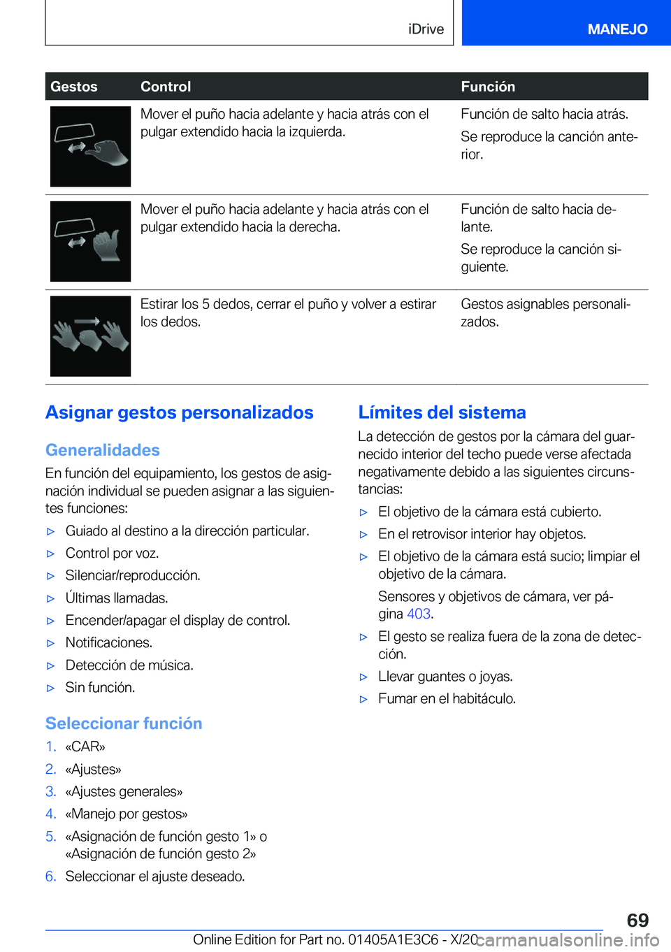 BMW M4 2021  Manuales de Empleo (in Spanish) �G�e�s�t�o�s�C�o�n�t�r�o�l�F�u�n�c�i�