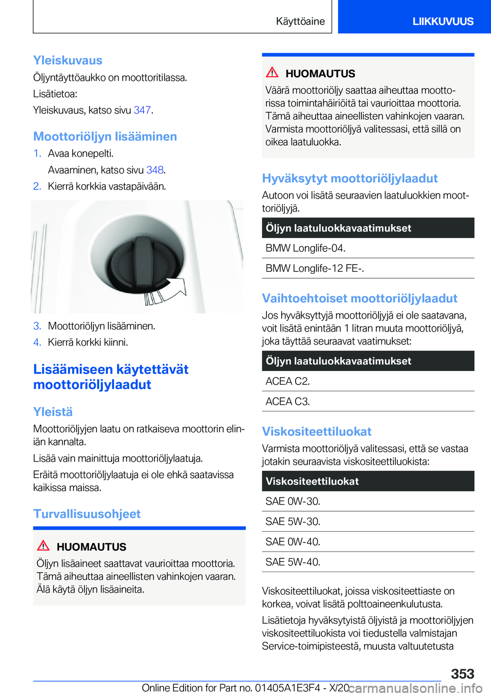 BMW M4 2021  Omistajan Käsikirja (in Finnish) �Y�l�e�i�s�k�u�v�a�u�s�
