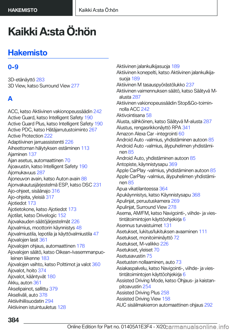 BMW M4 2021  Omistajan Käsikirja (in Finnish) �K�a�i�k�k�i��A�:�s�t�a��