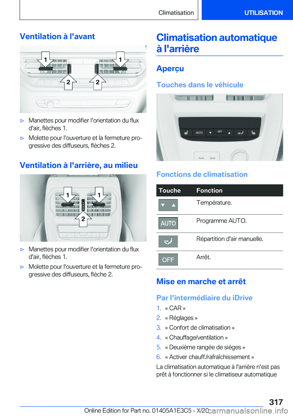 BMW M4 2021  Notices Demploi (in French) �V�e�n�t�i�l�a�t�i�o�n��