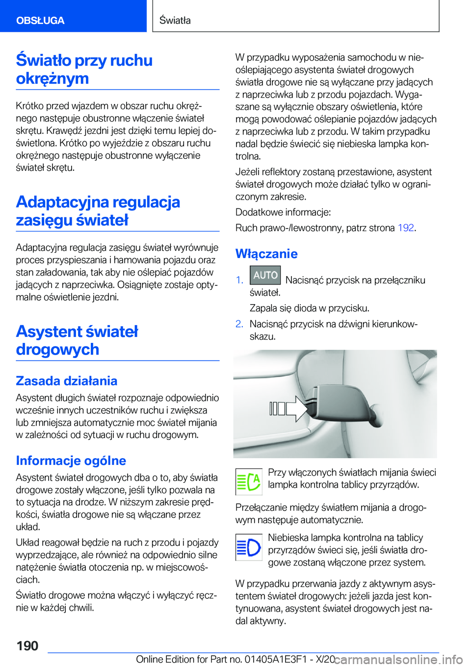 BMW M4 2021  Instrukcja obsługi (in Polish) �w�i�a�t�ł�o��p�r�z�y��r�u�c�h�u�o�k�r�