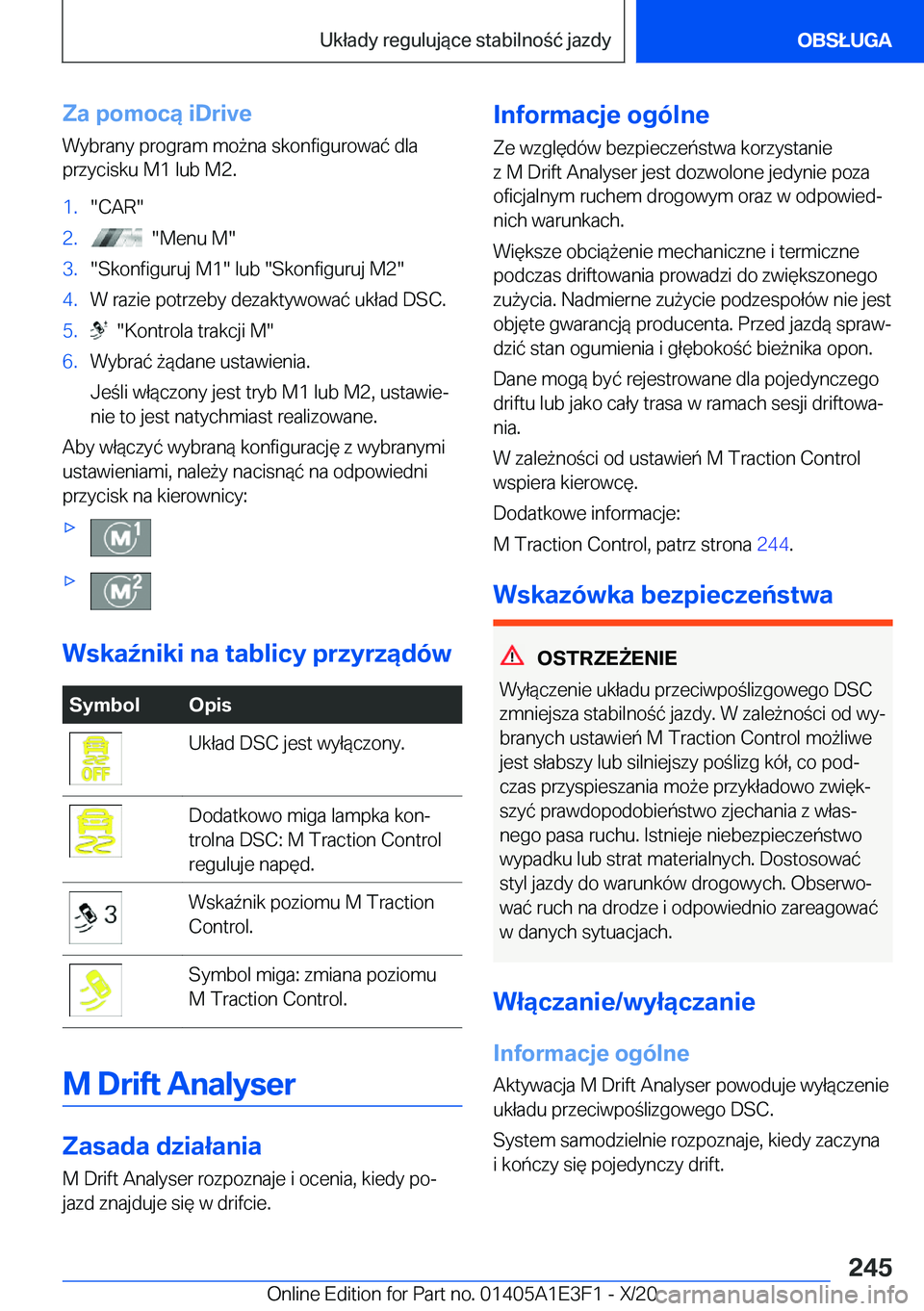 BMW M4 2021  Instrukcja obsługi (in Polish) �Z�a��p�o�m�o�c�ą��i�D�r�i�v�e�W�y�b�r�a�n�y��p�r�o�g�r�a�m��m�o9�n�a��s�k�o�n�f�i�g�u�r�o�w�a�
