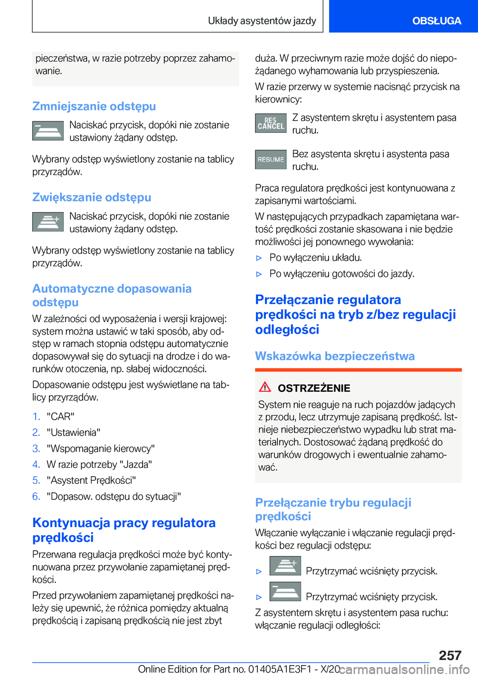 BMW M4 2021  Instrukcja obsługi (in Polish) �p�i�e�c�z�e�