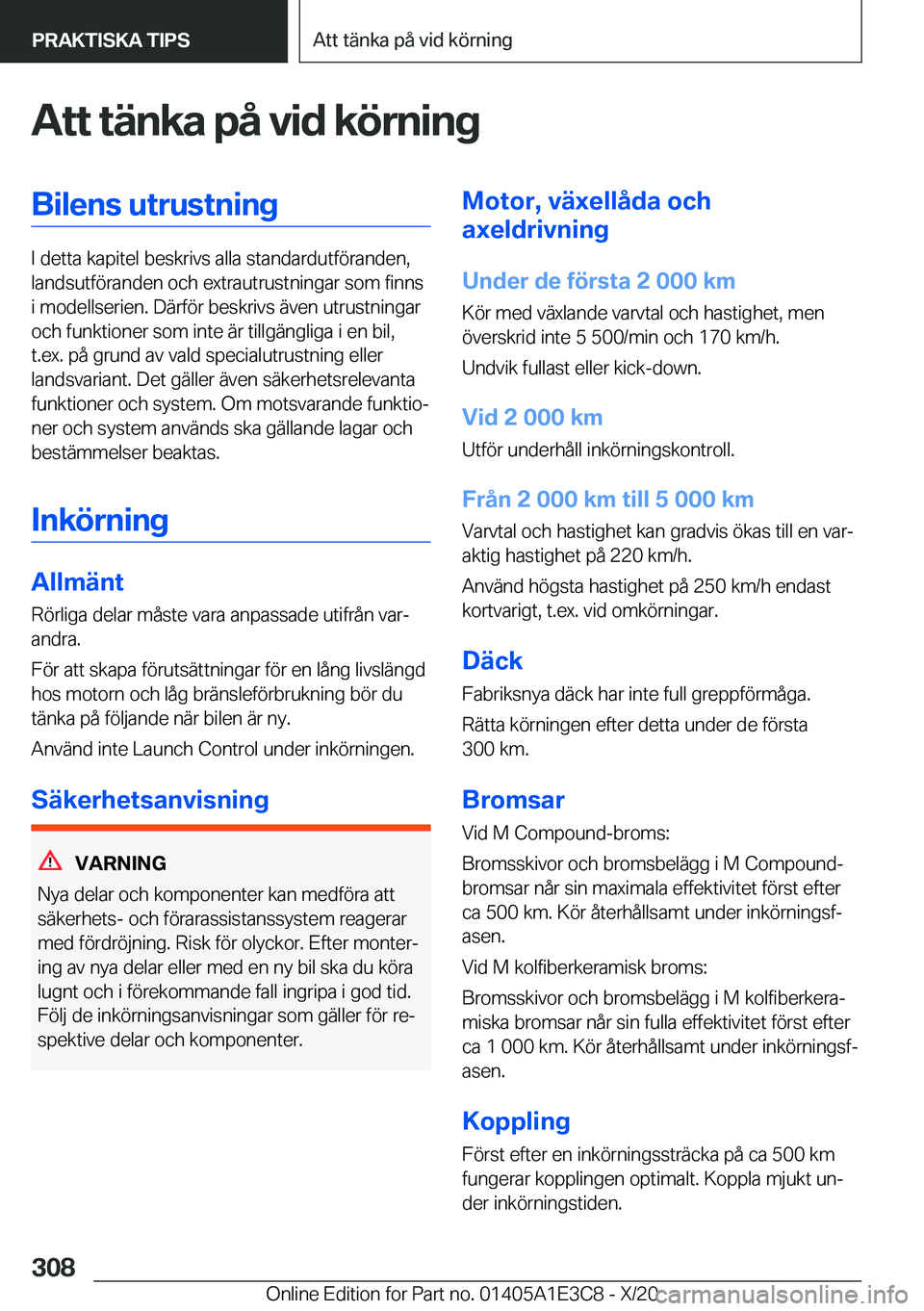 BMW M4 2021  InstruktionsbÖcker (in Swedish) �A�t�t��t�ä�n�k�a��p�å��v�i�d��k�