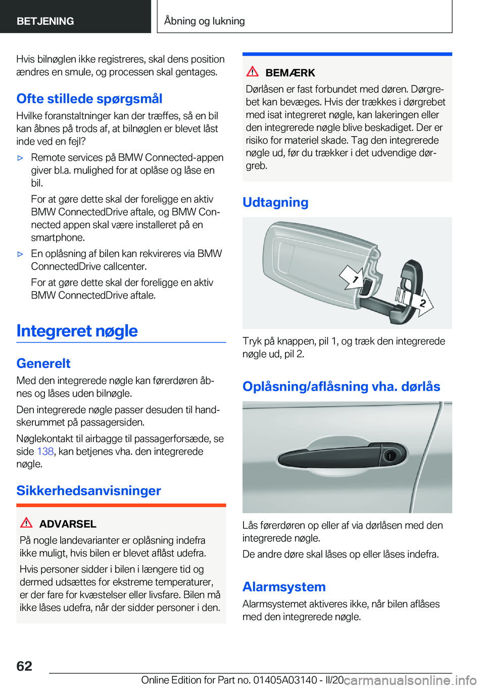 BMW M4 2020  InstruktionsbØger (in Danish) �H�v�i�s��b�i�l�n�