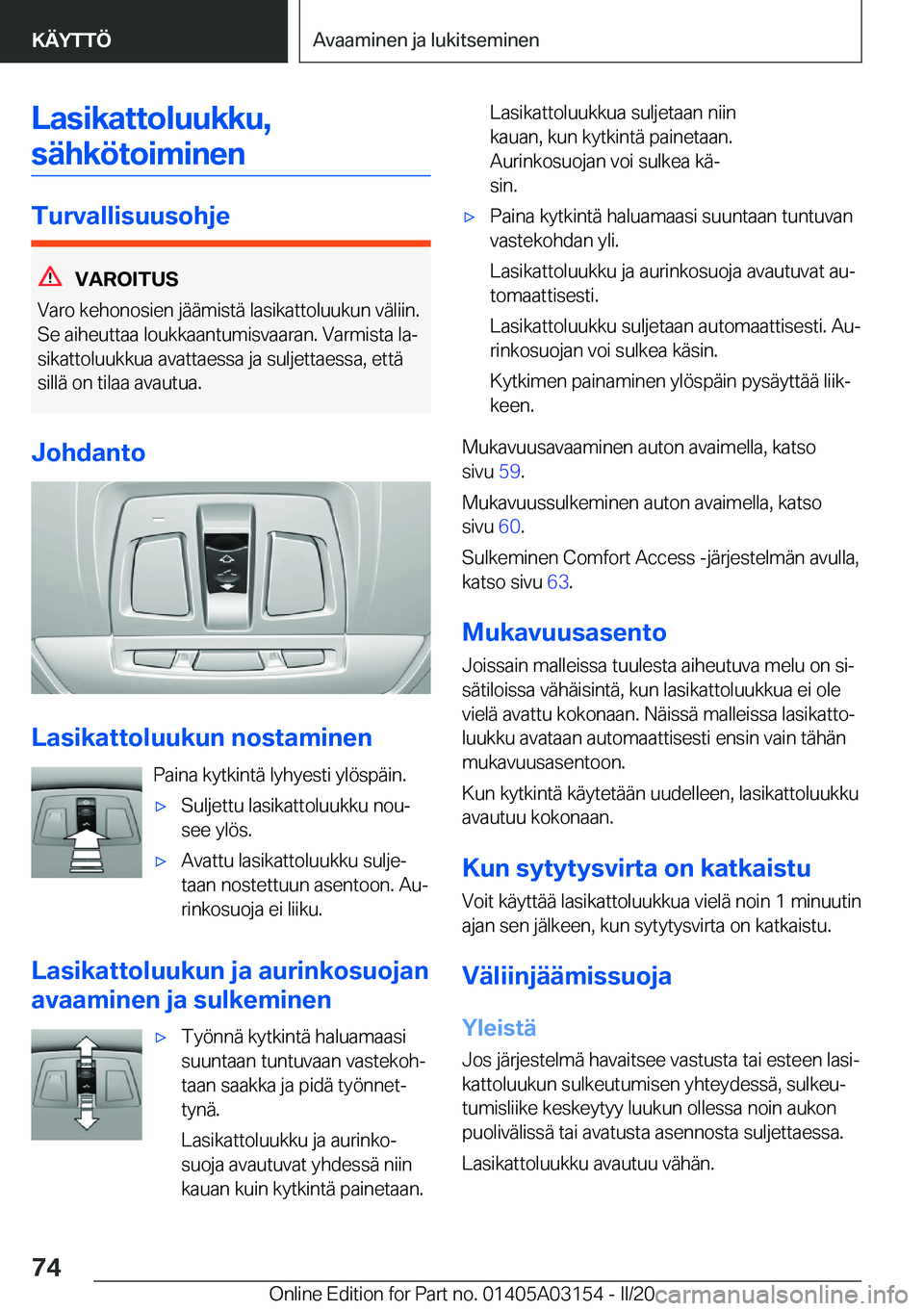 BMW M4 2020  Omistajan Käsikirja (in Finnish) �L�a�s�i�k�a�t�t�o�l�u�u�k�k�u�,�s�
