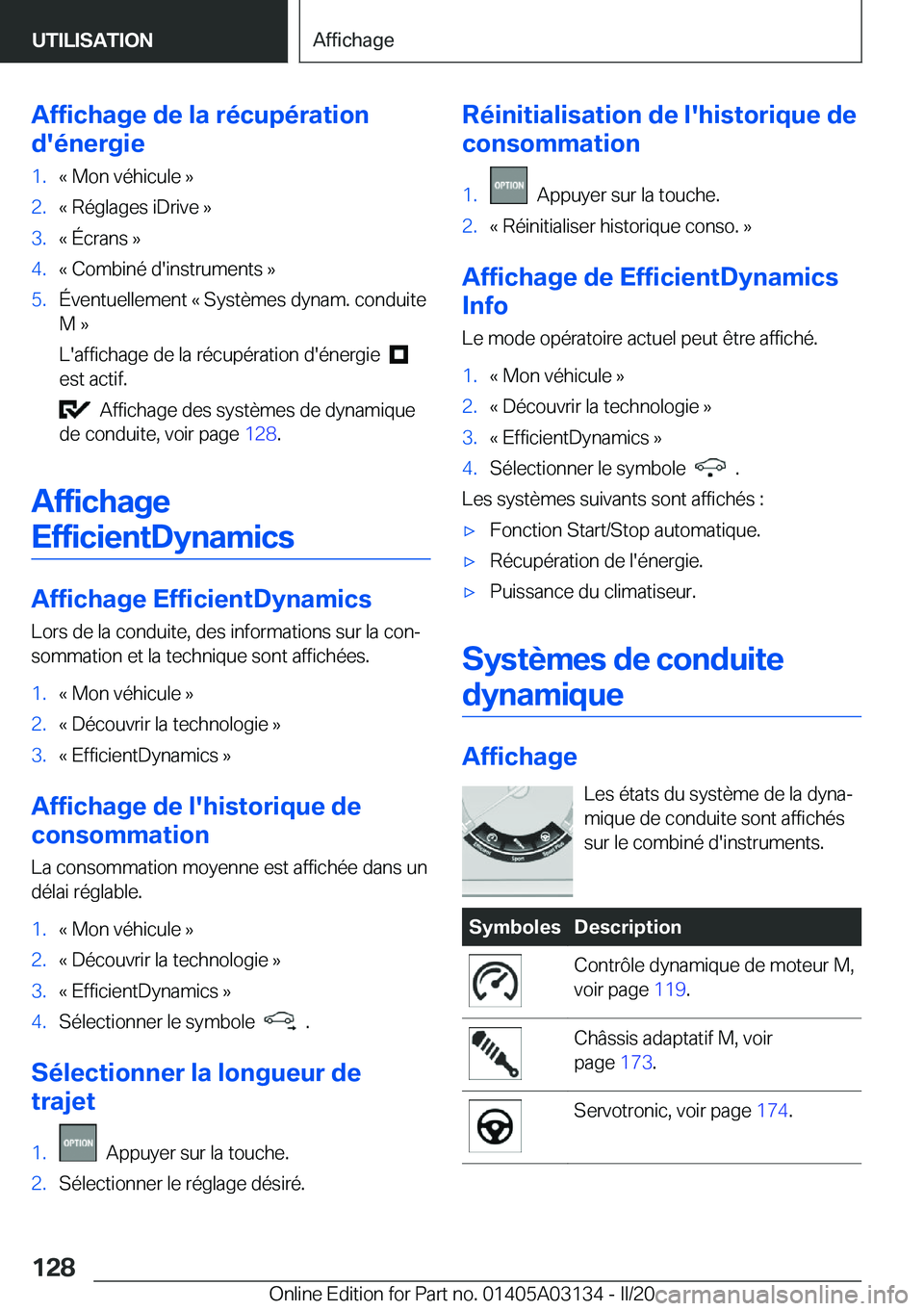 BMW M4 2020  Notices Demploi (in French) �A�f�f�i�c�h�a�g�e��d�e��l�a��r�é�c�u�p�é�r�a�t�i�o�n
�d�'�é�n�e�r�g�i�e�1�.�k��M�o�n��v�é�h�i�c�u�l�e��{�2�.�k��R�é�g�l�a�g�e�s��i�D�r�i�v�e��{�3�.�k��