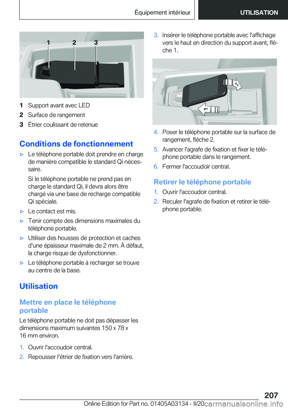BMW M4 2020  Notices Demploi (in French) �1�S�u�p�p�o�r�t��a�v�a�n�t��a�v�e�c��L�E�D�2�S�u�r�f�a�c�e��d�e��r�a�n�g�e�m�e�n�t�3�