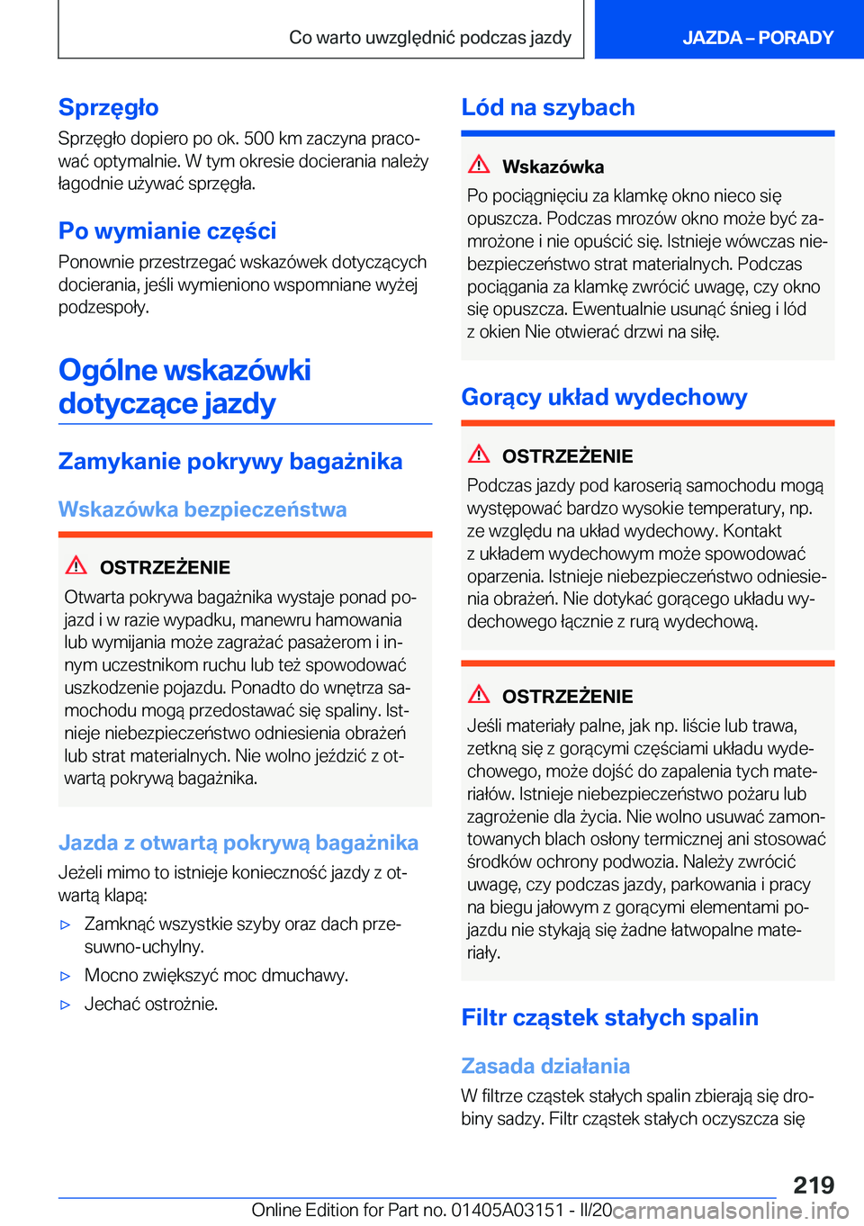 BMW M4 2020  Instrukcja obsługi (in Polish) �S�p�r�z�