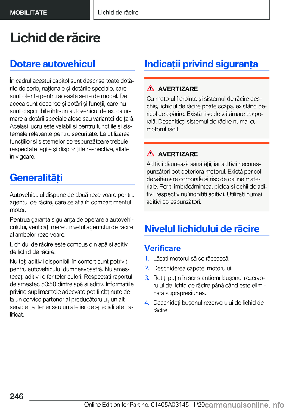 BMW M4 2020  Ghiduri De Utilizare (in Romanian) �L�i�c�h�i�d��d�e��r�