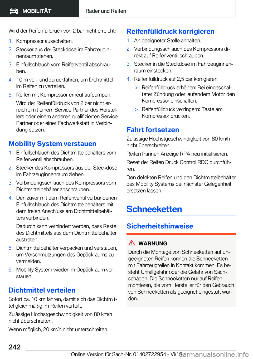 BMW M4 2019  Betriebsanleitungen (in German) �W�i�r�d��d�e�r��R�e�i�f�e�n�f�