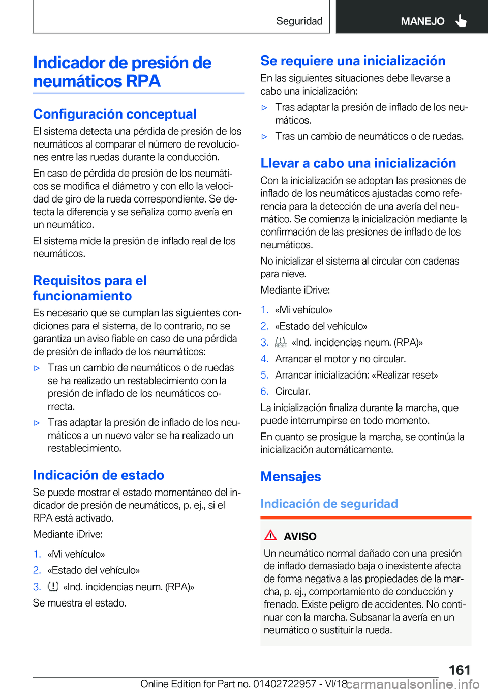 BMW M4 2019  Manuales de Empleo (in Spanish) �I�n�d�i�c�a�d�o�r��d�e��p�r�e�s�i�