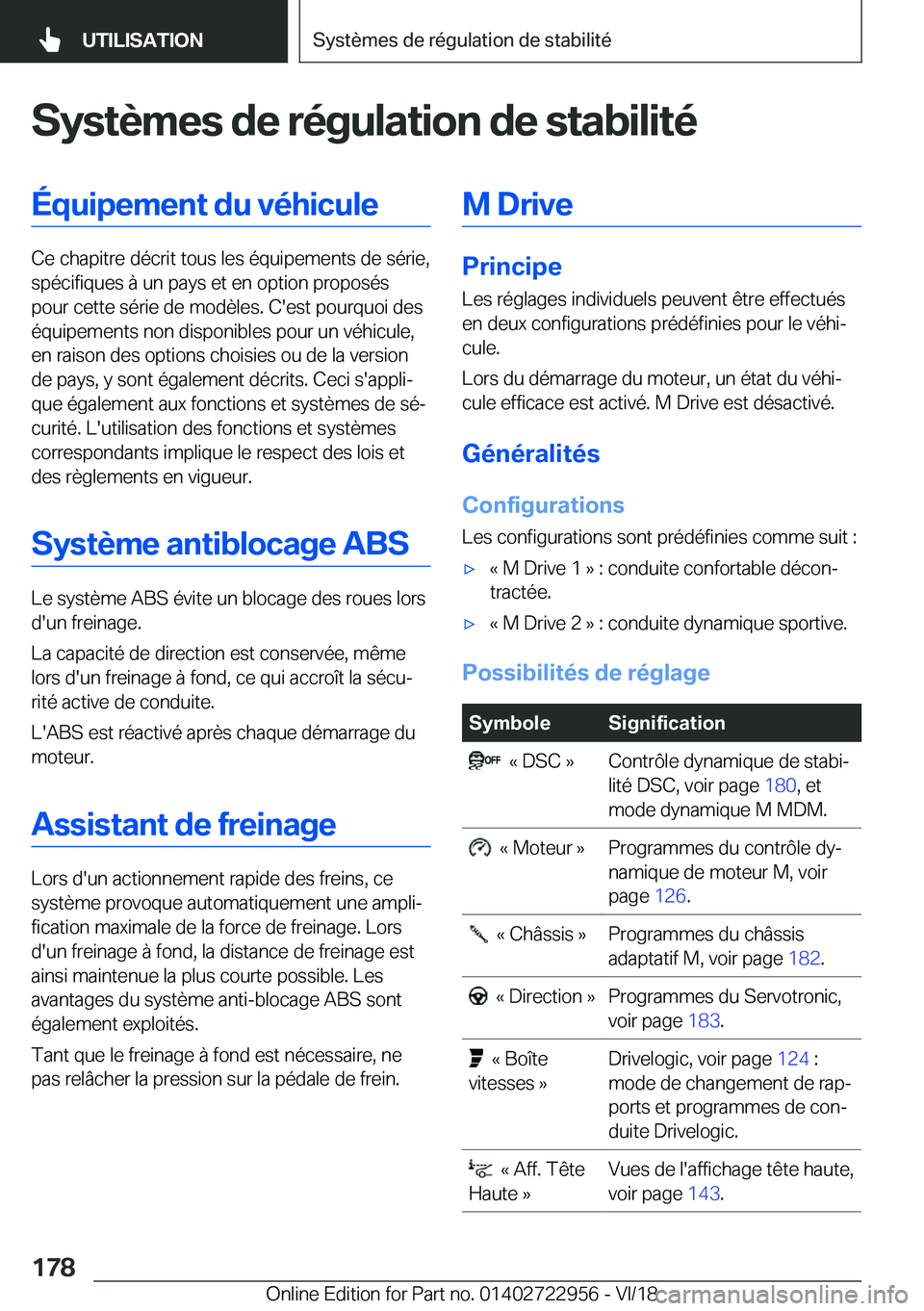 BMW M4 2019  Notices Demploi (in French) �S�y�s�t�è�m�e�s��d�e��r�é�g�u�l�a�t�i�o�n��d�e��s�t�a�b�i�l�i�t�é�É�q�u�i�p�e�m�e�n�t��d�u��v�é�h�i�c�u�l�e
�C�e��c�h�a�p�i�t�r�e��d�é�c�r�i�t��t�o�u�s��l�e�s��é�q�u�i�p�e�m�e�n�t�s
