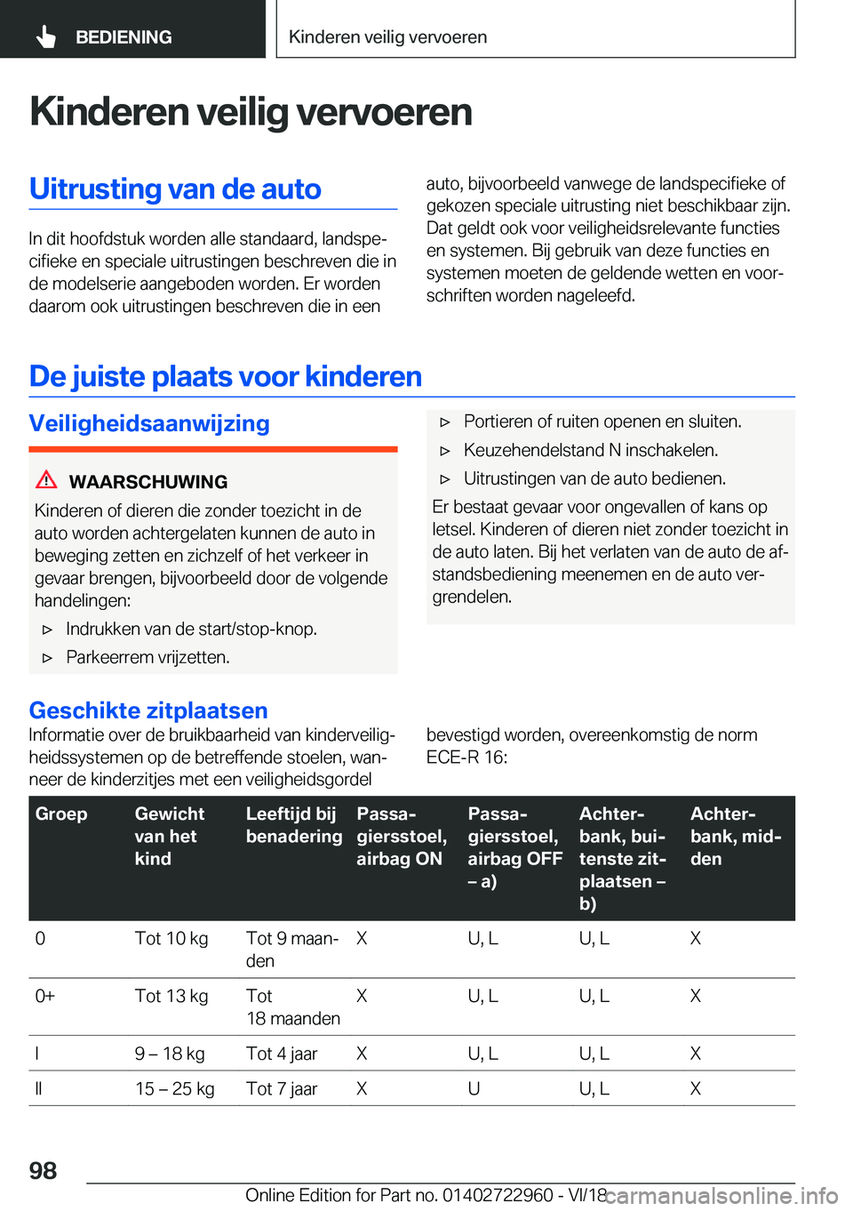 BMW M4 2019  Instructieboekjes (in Dutch) �K�i�n�d�e�r�e�n��v�e�i�l�i�g��v�e�r�v�o�e�r�e�n�U�i�t�r�u�s�t�i�n�g��v�a�n��d�e��a�u�t�o
�I�n��d�i�t��h�o�o�f�d�s�t�u�k��w�o�r�d�e�n��a�l�l�e��s�t�a�n�d�a�a�r�d�,��l�a�n�d�s�p�ej�c�i�f�i�