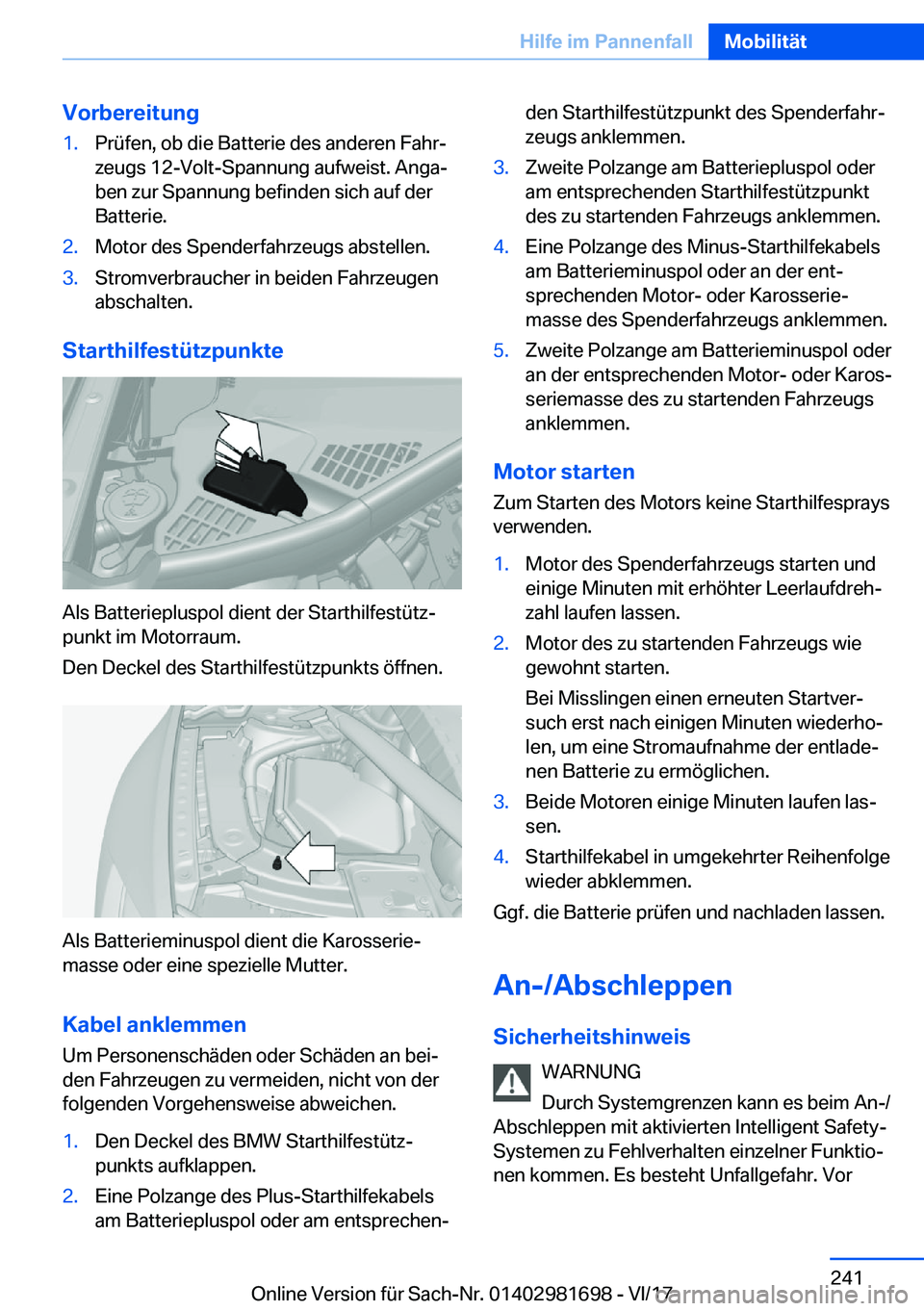 BMW M4 2018  Betriebsanleitungen (in German) �V�o�r�b�e�r�e�i�t�u�n�g�1�.�P�r�