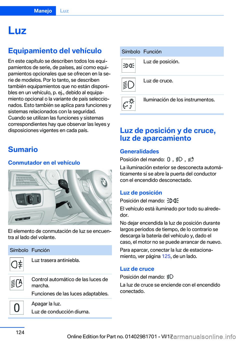 BMW M4 2018  Manuales de Empleo (in Spanish) �L�u�z�E�q�u�i�p�a�m�i�e�n�t�o��d�e�l��v�e�h�