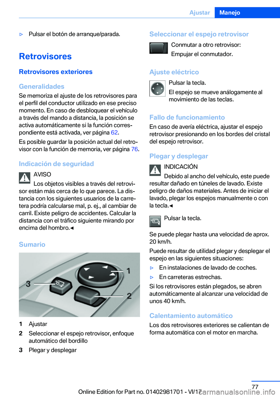 BMW M4 2018  Manuales de Empleo (in Spanish) y�P�u�l�s�a�r� �e�l� �b�o�t�