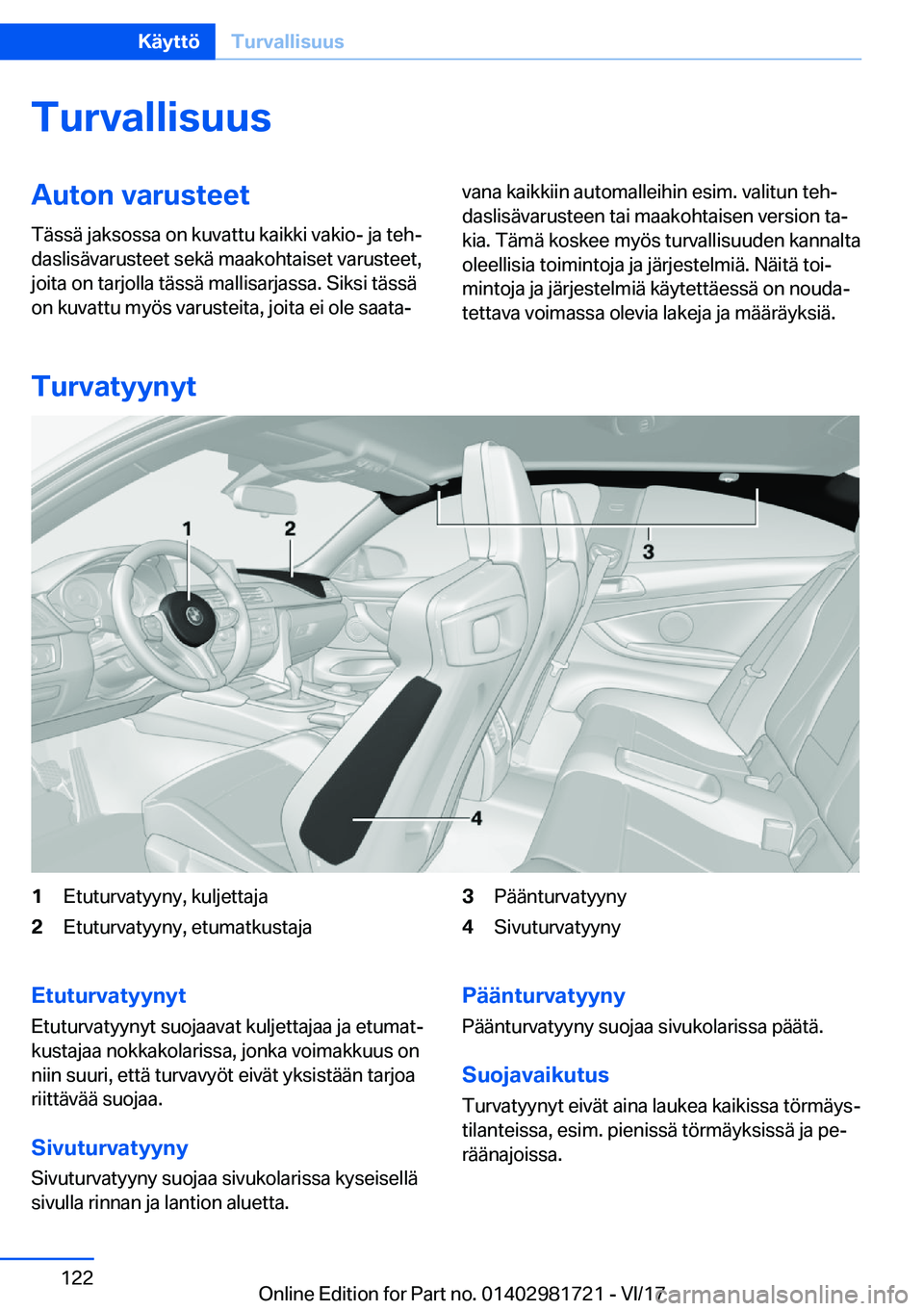 BMW M4 2018  Omistajan Käsikirja (in Finnish) �T�u�r�v�a�l�l�i�s�u�u�s�A�u�t�o�n��v�a�r�u�s�t�e�e�t
�T�