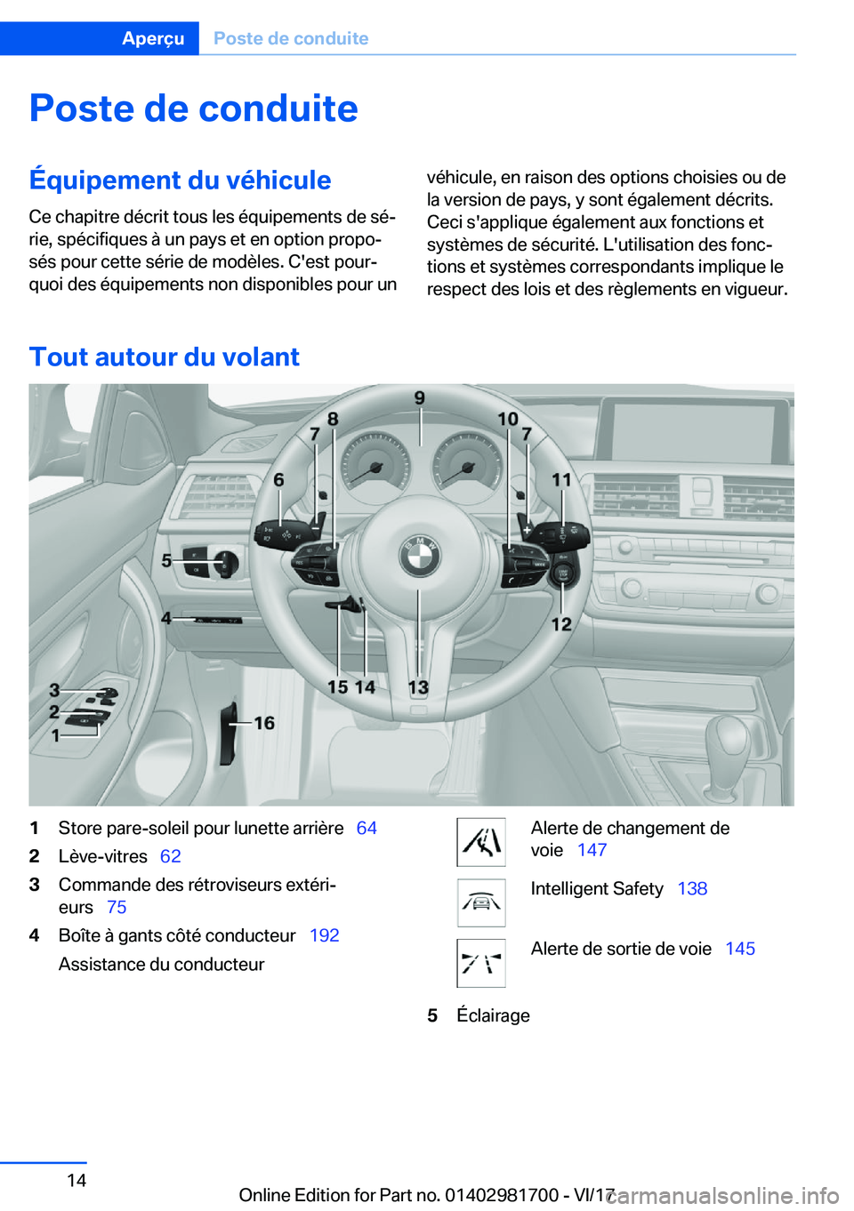 BMW M4 2018  Notices Demploi (in French) �P�o�s�t�e��d�e��c�o�n�d�u�i�t�e�