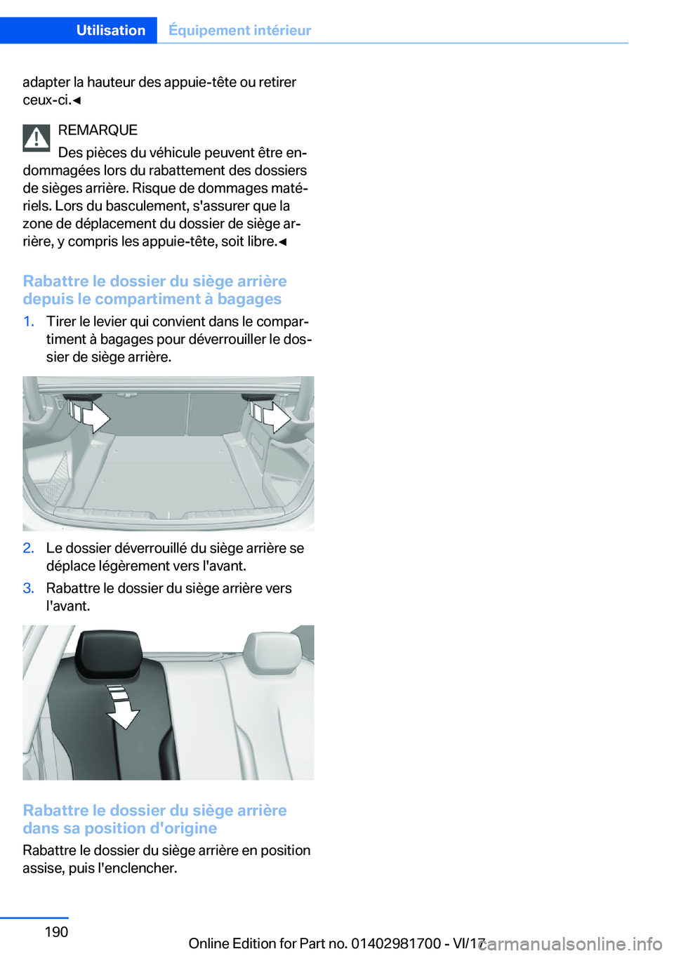 BMW M4 2018  Notices Demploi (in French) �a�d�a�p�t�e�r� �l�a� �h�a�u�t�e�u�r� �d�e�s� �a�p�p�u�i�e�-�t�ê�t�e� �o�u� �r�e�t�i�r�e�r�c�e�u�x�-�c�i�.'