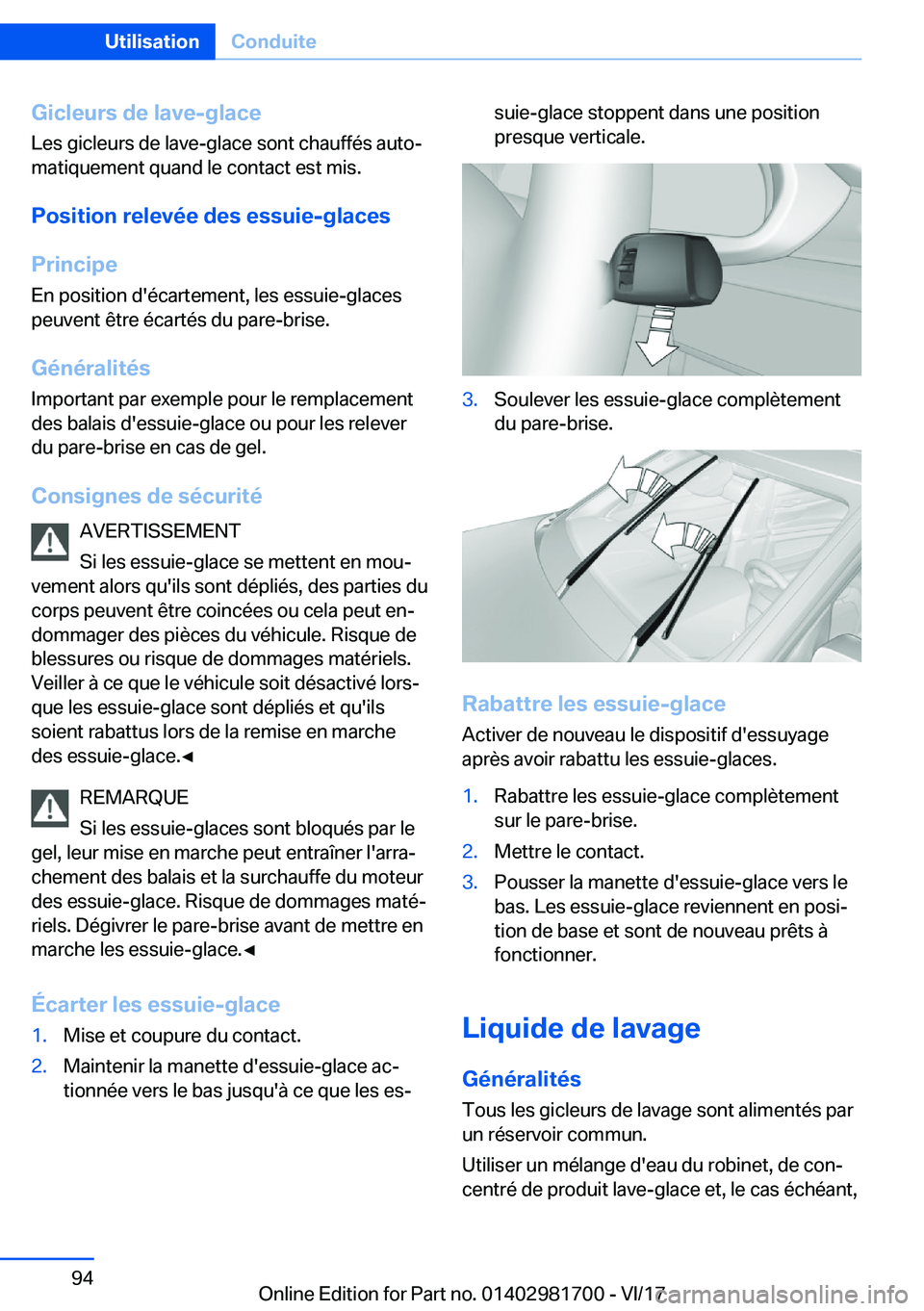 BMW M4 2018  Notices Demploi (in French) �G�i�c�l�e�u�r�s��d�e��l�a�v�e�-�g�l�a�c�e�L�e�s� �g�i�c�l�e�u�r�s� �d�e� �l�a�v�e�-�g�l�a�c�e� �s�o�n�t� �c�h�a�u�f�f�é�s� �a�u�t�oj�m�a�t�i�q�u�e�m�e�n�t� �q�u�a�n�d� �l�e� �c�o�n�t�a�c�t� �e�s�