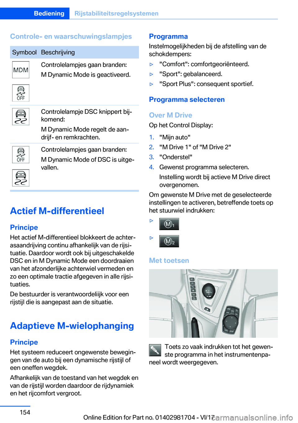 BMW M4 2018  Instructieboekjes (in Dutch) �C�o�n�t�r�o�l�e�-��e�n��w�a�a�r�s�c�h�u�w�i�n�g�s�l�a�m�p�j�e�s�S�y�m�b�o�o�l�B�e�s�c�h�r�i�j�v�i�n�g�C�o�n�t�r�o�l�e�l�a�m�p�j�e�s� �g�a�a�n� �b�r�a�n�d�e�n�:
�M� �D�y�n�a�m�i�c� �M�o�d�e� �i�s� �