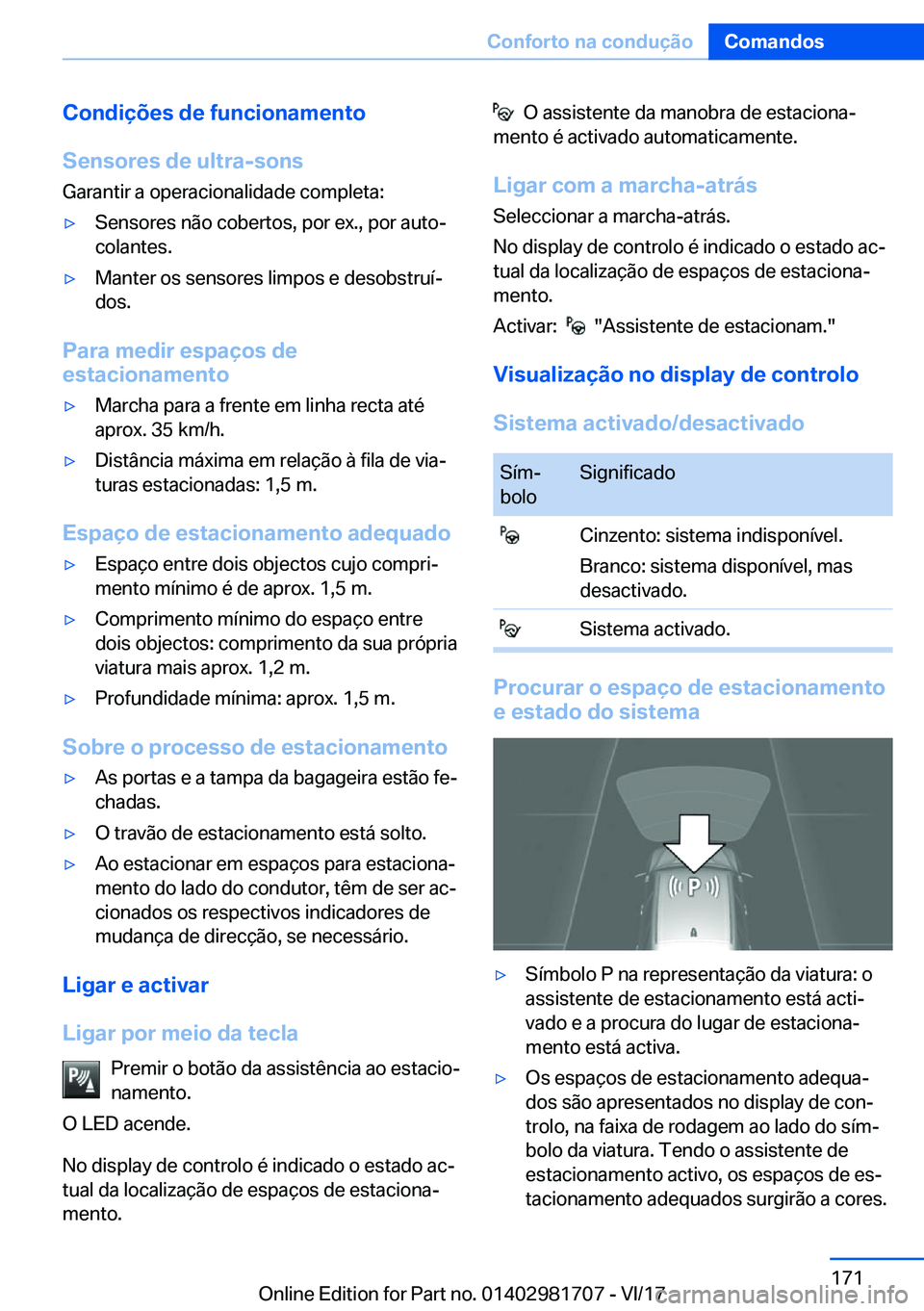BMW M4 2018  Manual do condutor (in Portuguese) �C�o�n�d�i�