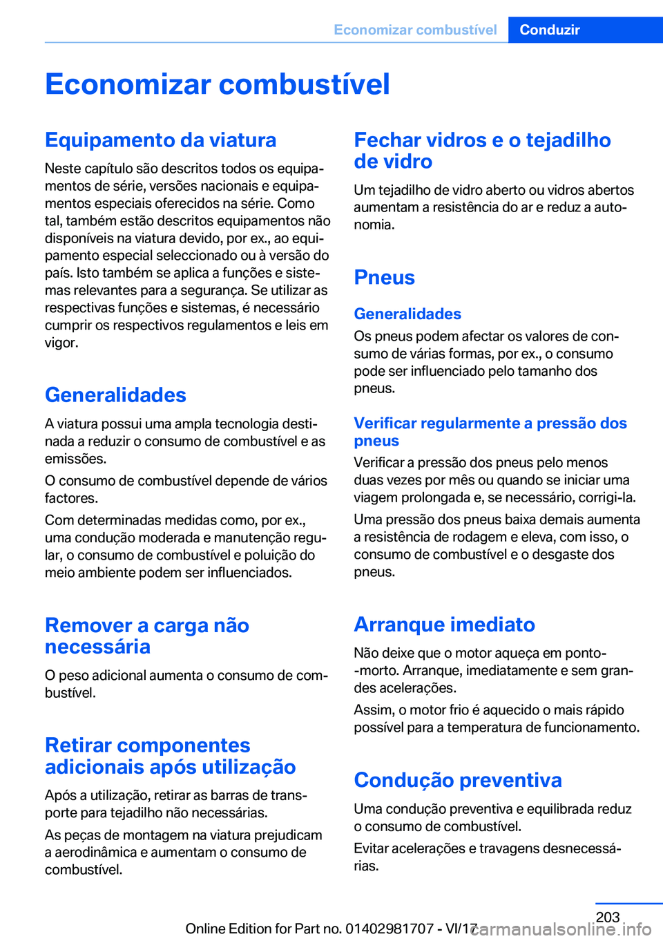 BMW M4 2018  Manual do condutor (in Portuguese) �E�c�o�n�o�m�i�z�a�r��c�o�m�b�u�s�t�