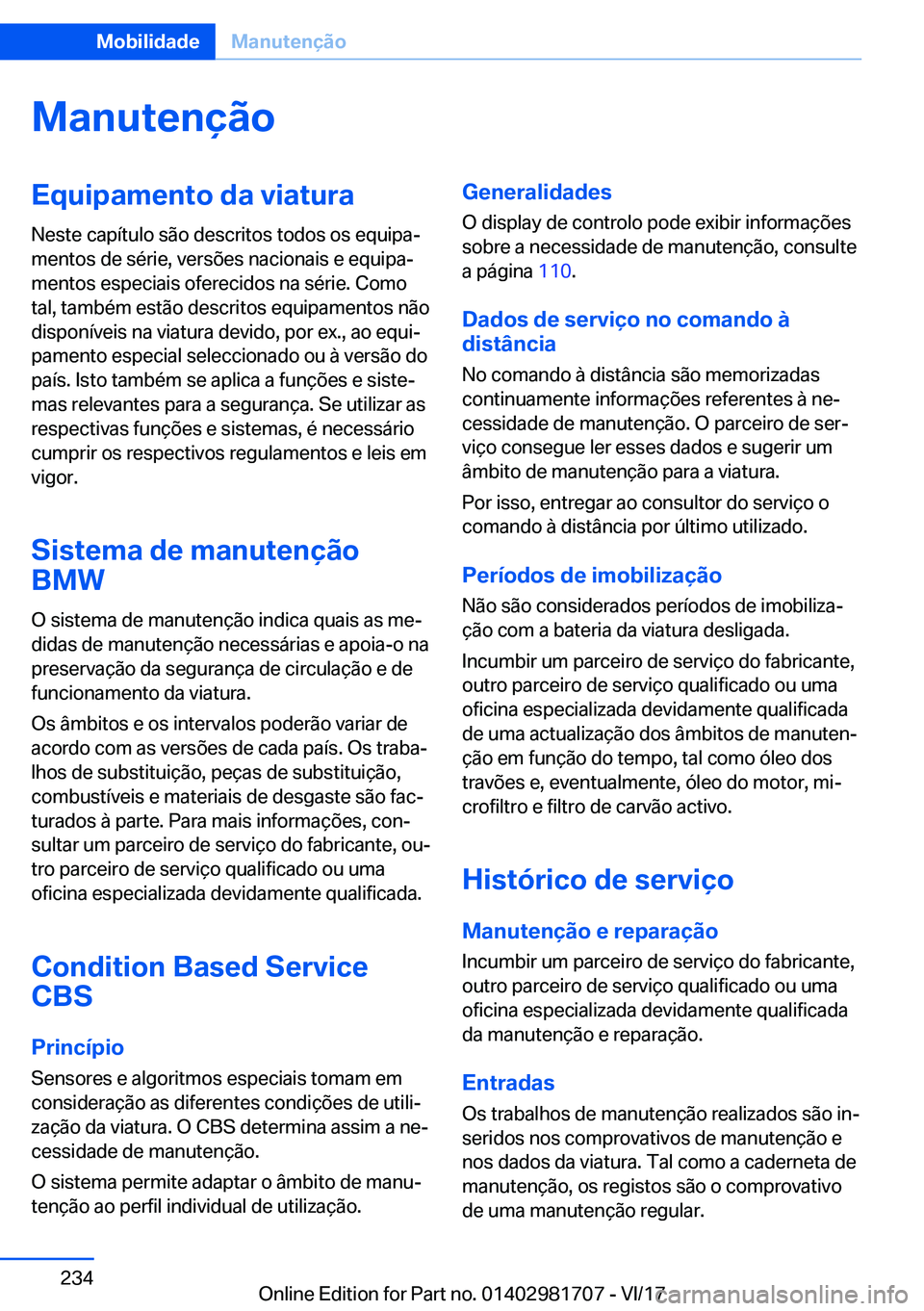 BMW M4 2018  Manual do condutor (in Portuguese) �M�a�n�u�t�e�n�