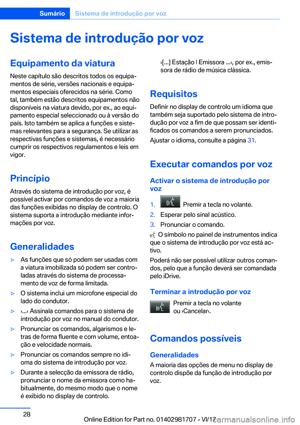 BMW M4 2018  Manual do condutor (in Portuguese) �S�i�s�t�e�m�a��d�e��i�n�t�r�o�d�u�