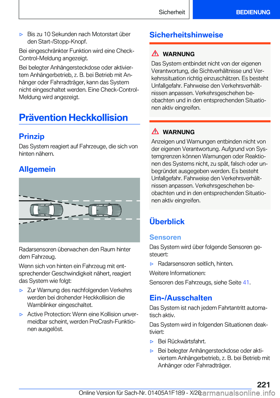 BMW M5 2021  Betriebsanleitungen (in German) 'x�B�i�s��z�u��1�0��S�e�k�u�n�d�e�n��n�a�c�h��M�o�t�o�r�s�t�a�r�t��