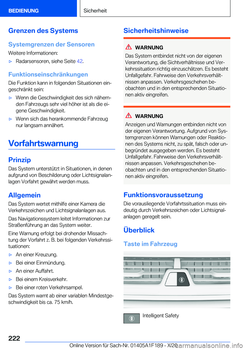 BMW M5 2021  Betriebsanleitungen (in German) �G�r�e�n�z�e�n��d�e�s��S�y�s�t�e�m�s�S�y�s�t�e�m�g�r�e�n�z�e�n��d�e�r��S�e�n�s�o�r�e�n �W�e�i�t�e�r�e��I�n�f�o�r�m�a�t�i�o�n�e�n�:'x�R�a�d�a�r�s�e�n�s�o�r�e�n�,��s�i�e�h�e��S�e�i�t�e� �4�2