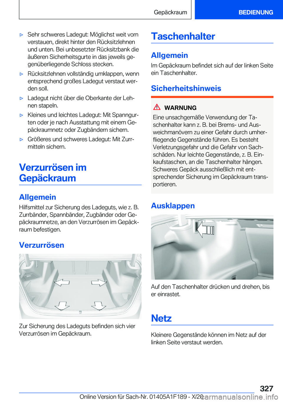 BMW M5 2021  Betriebsanleitungen (in German) 'x�S�e�h�r��s�c�h�w�e�r�e�s��L�a�d�e�g�u�t�:��M�