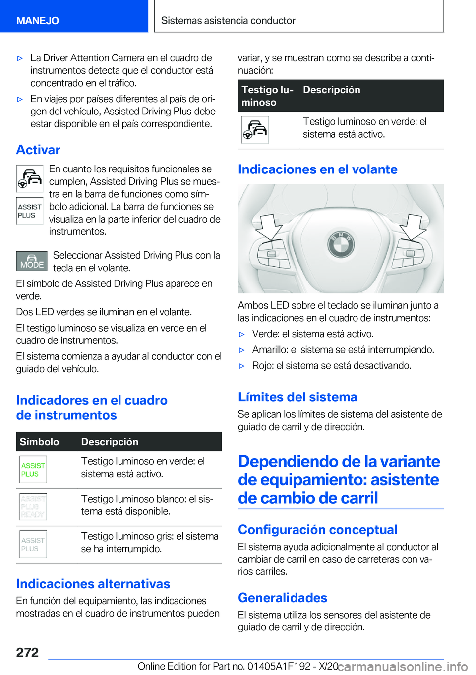 BMW M5 2021  Manuales de Empleo (in Spanish) x�L�a��D�r�i�v�e�r��A�t�t�e�n�t�i�o�n��C�a�m�e�r�a��e�n��e�l��c�u�a�d�r�o��d�e
�i�n�s�t�r�u�m�e�n�t�o�s��d�e�t�e�c�t�a��q�u�e��e�l��c�o�n�d�u�c�t�o�r��e�s�t�