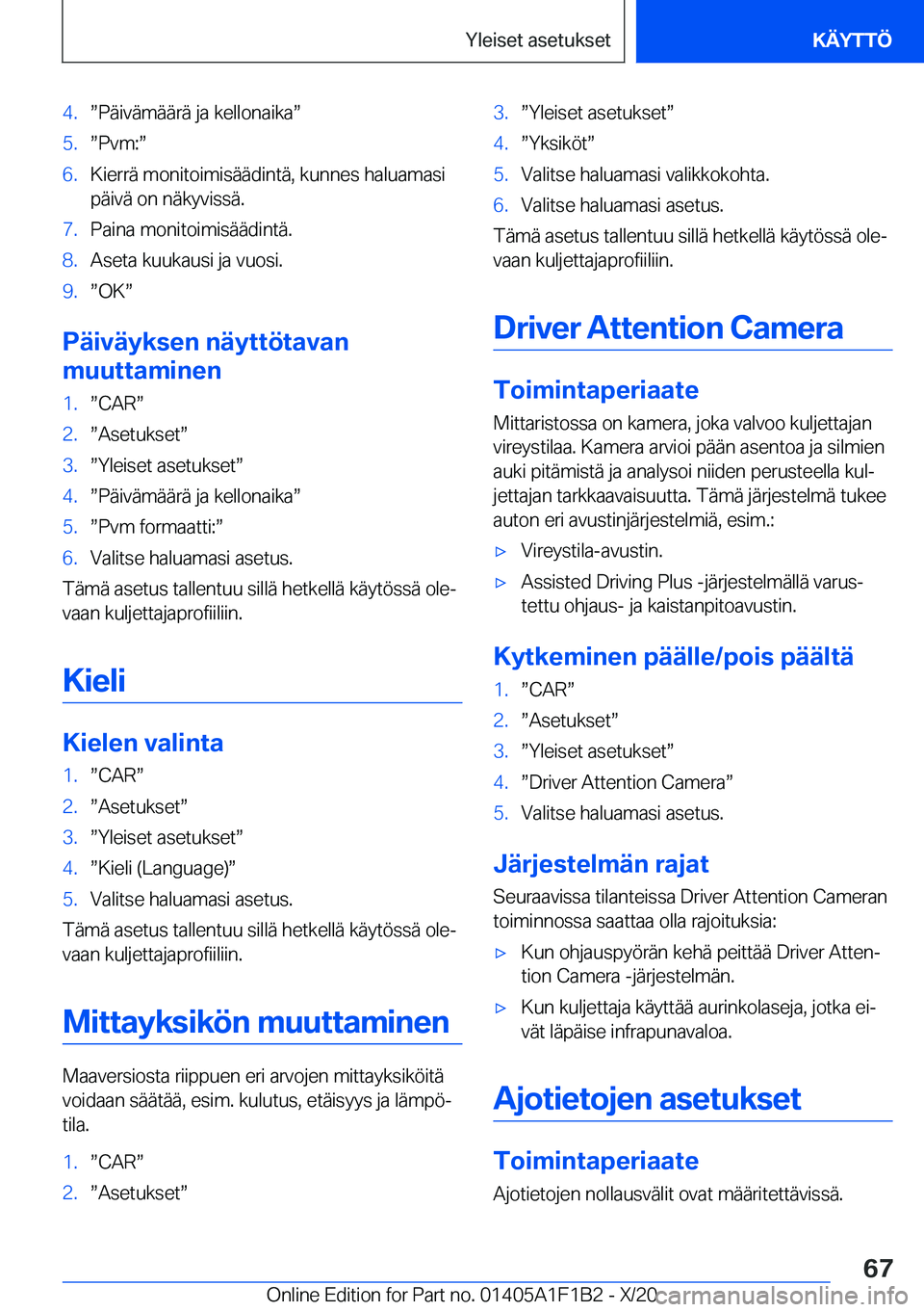 BMW M5 2021  Omistajan Käsikirja (in Finnish) �4�.w�P�