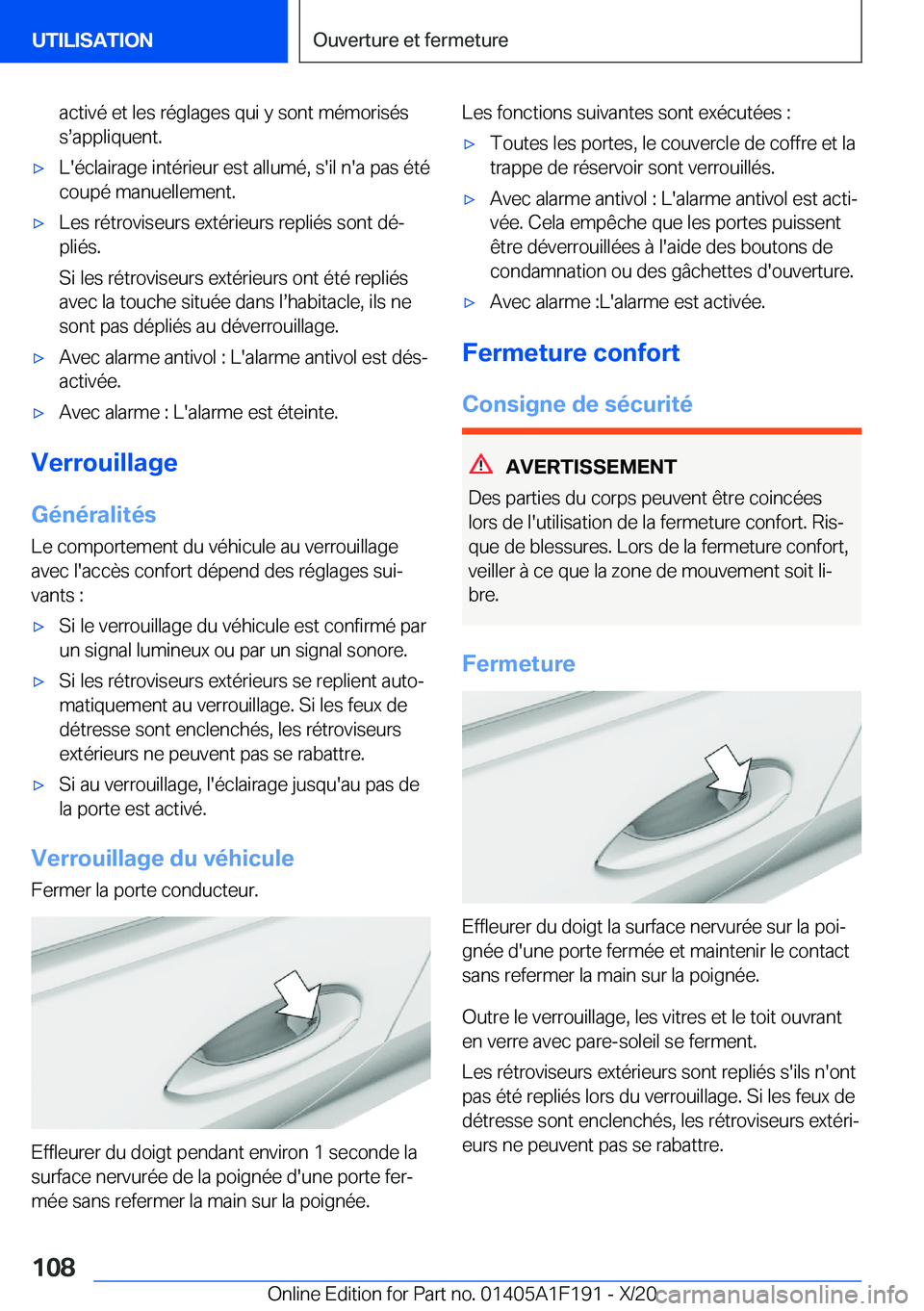 BMW M5 2021  Notices Demploi (in French) �a�c�t�i�v�é��e�t��l�e�s��r�é�g�l�a�g�e�s��q�u�i��y��s�o�n�t��m�é�m�o�r�i�s�é�s�ss�a�p�p�l�i�q�u�e�n�t�.'x�L�'�é�c�l�a�i�r�a�g�e��i�n�t�é�r�i�e�u�r��e�s�t��a�l�l�u�m�é�,��s�