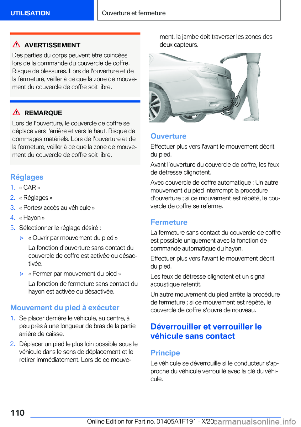 BMW M5 2021  Notices Demploi (in French) �A�V�E�R�T�I�S�S�E�M�E�N�T
�D�e�s��p�a�r�t�i�e�s��d�u��c�o�r�p�s��p�e�u�v�e�n�t��ê�t�r�e��c�o�i�n�c�é�e�s �l�o�r�s��d�e��l�a��c�o�m�m�a�n�d�e��d�u��c�o�u�v�e�r�c�l�e��d�e��c�o�f�f�r�e�.