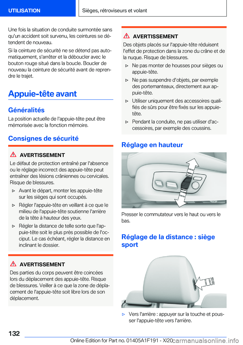 BMW M5 2021  Notices Demploi (in French) �U�n�e��f�o�i�s��l�a��s�i�t�u�a�t�i�o�n��d�e��c�o�n�d�u�i�t�e��s�u�r�m�o�n�t�é�e��s�a�n�s�q�u�'�u�n��a�c�c�i�d�e�n�t��s�o�i�t��s�u�r�v�e�n�u�,��l�e�s��c�e�i�n�t�u�r�e�s��s�e��d�éj