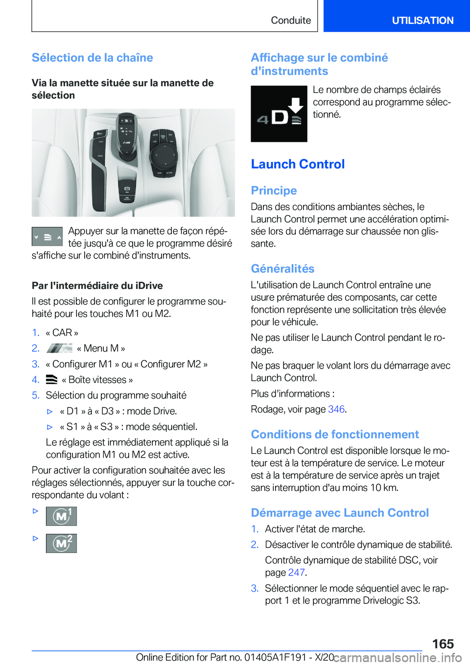 BMW M5 2021  Notices Demploi (in French) �S�é�l�e�c�t�i�o�n��d�e��l�a��c�h�a�