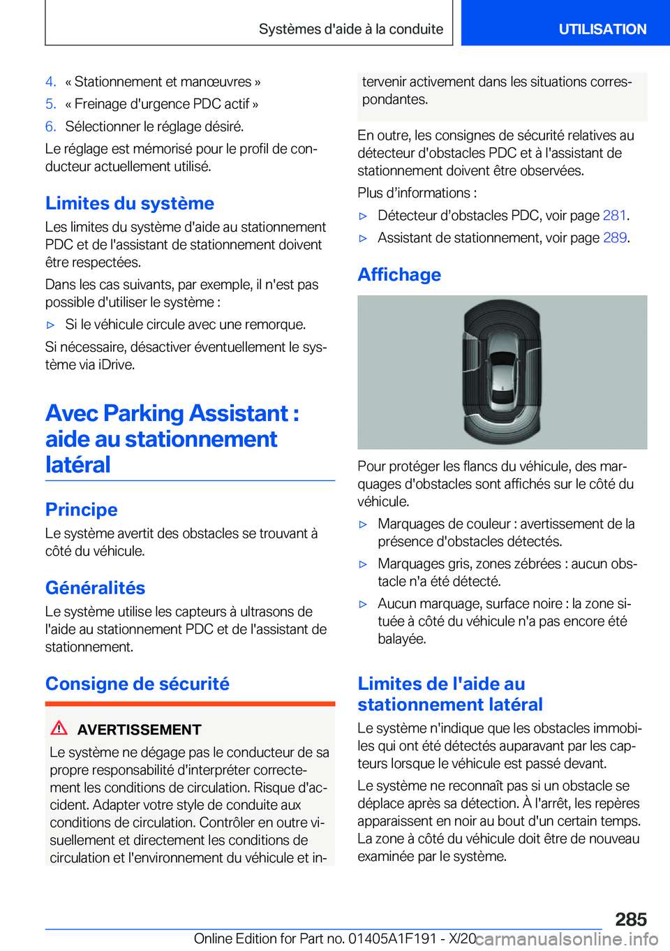 BMW M5 2021  Notices Demploi (in French) �4�.�k��S�t�a�t�i�o�n�n�e�m�e�n�t��e�t��m�a�n�