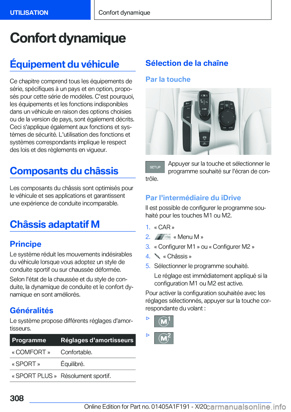 BMW M5 2021  Notices Demploi (in French) �C�o�n�f�o�r�t��d�y�n�a�m�i�q�u�e�