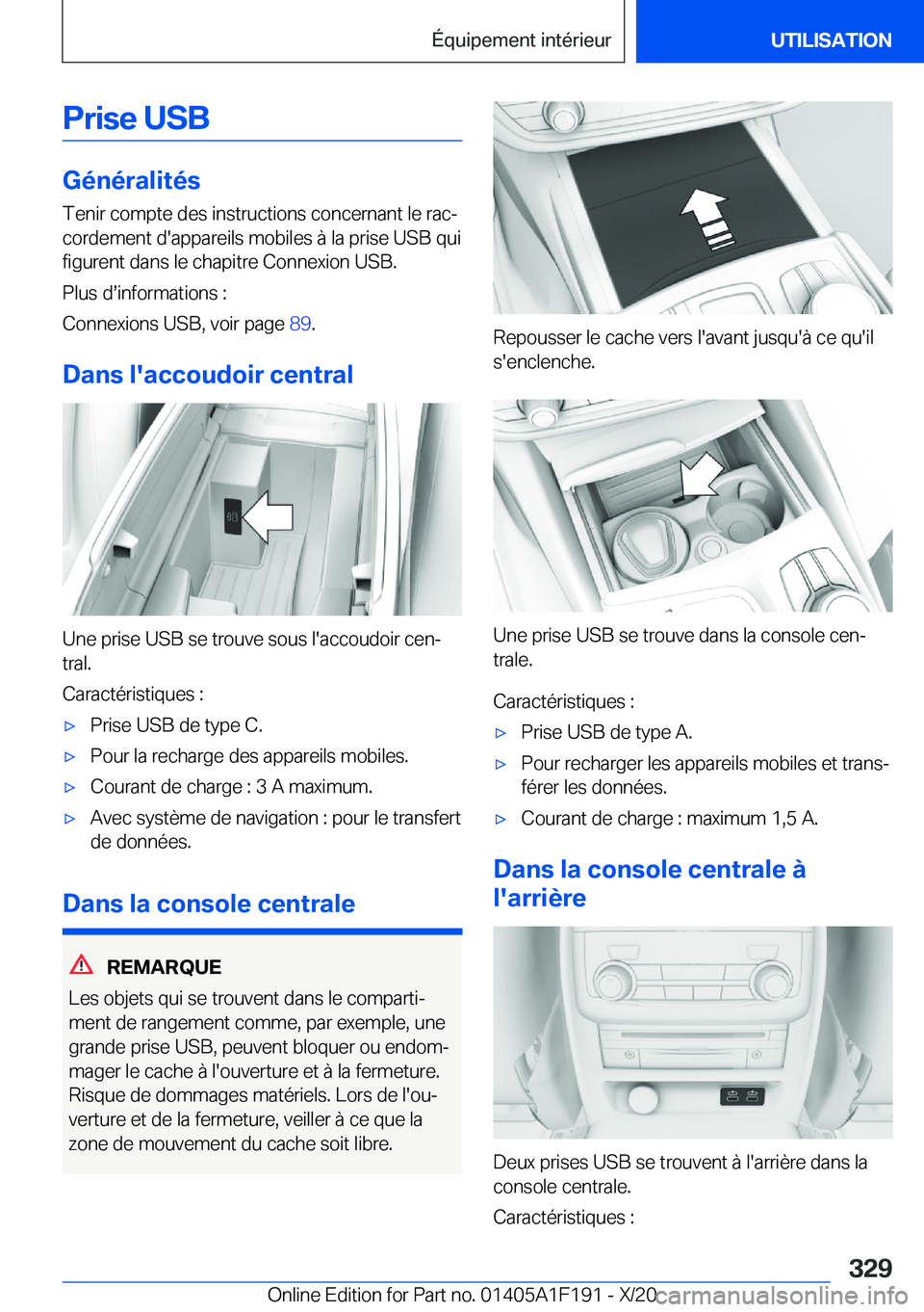 BMW M5 2021  Notices Demploi (in French) �P�r�i�s�e��U�S�B
�G�é�n�é�r�a�l�i�t�é�s
�T�e�n�i�r��c�o�m�p�t�e��d�e�s��i�n�s�t�r�u�c�t�i�o�n�s��c�o�n�c�e�r�n�a�n�t��l�e��r�a�cj �c�o�r�d�e�m�e�n�t��d�'�a�p�p�a�r�e�i�l�s��m�o�b�i�l