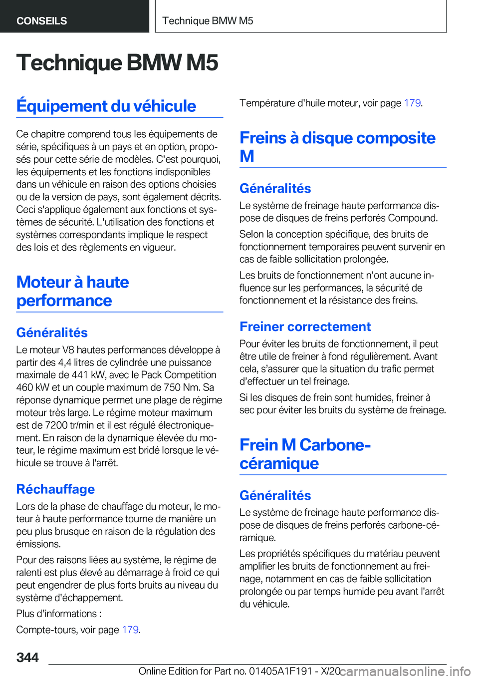 BMW M5 2021  Notices Demploi (in French) �T�e�c�h�n�i�q�u�e��B�M�W��M�5�