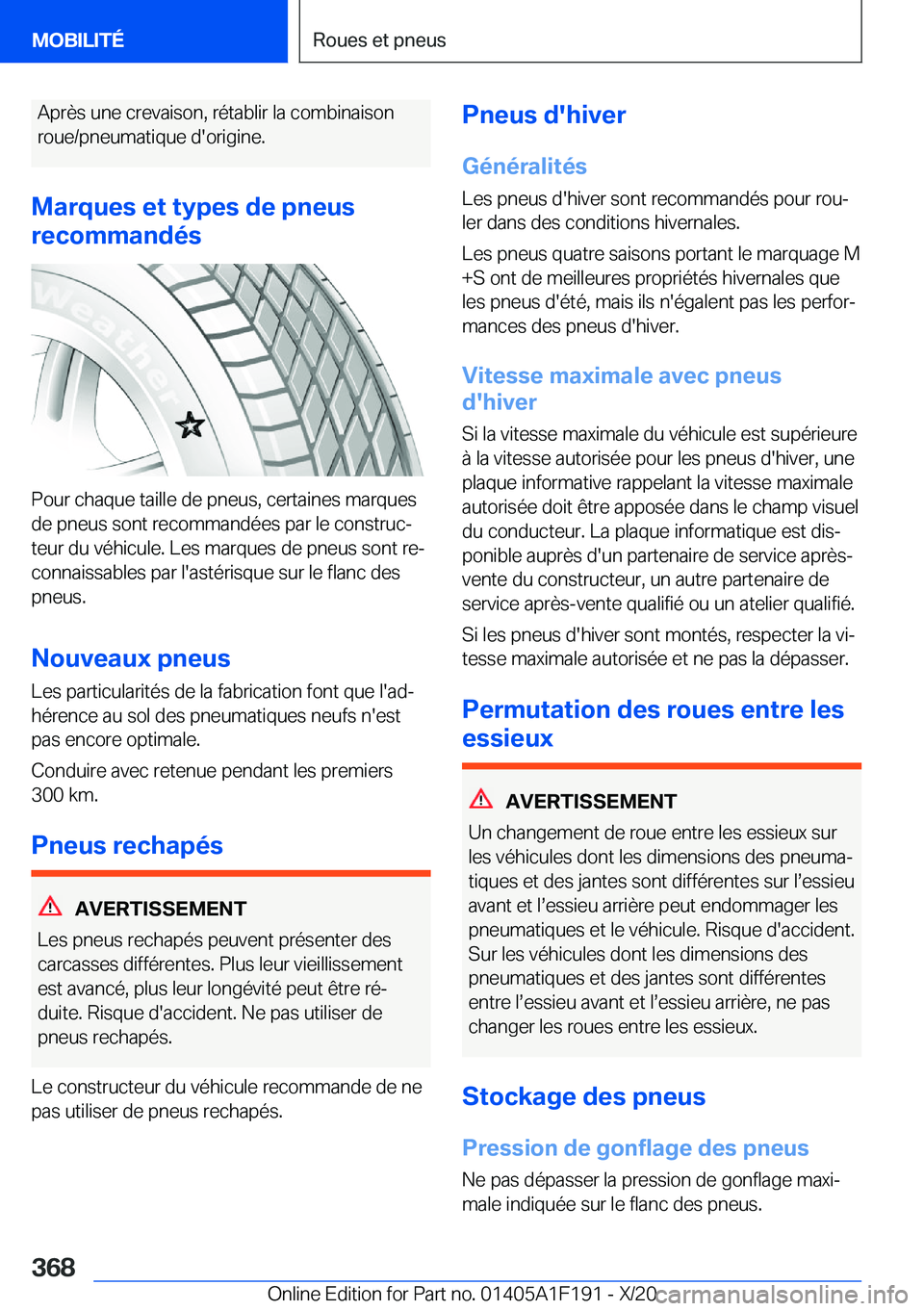 BMW M5 2021  Notices Demploi (in French) �A�p�r�è�s��u�n�e��c�r�e�v�a�i�s�o�n�,��r�é�t�a�b�l�i�r��l�a��c�o�m�b�i�n�a�i�s�o�n
�r�o�u�e�/�p�n�e�u�m�a�t�i�q�u�e��d�'�o�r�i�g�i�n�e�.
�M�a�r�q�u�e�s��e�t��t�y�p�e�s��d�e��p�n�e�u�s