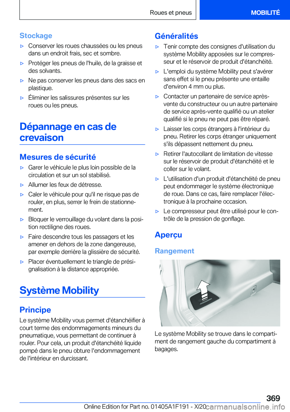 BMW M5 2021  Notices Demploi (in French) �S�t�o�c�k�a�g�e'x�C�o�n�s�e�r�v�e�r��l�e�s��r�o�u�e�s��c�h�a�u�s�s�é�e�s��o�u��l�e�s��p�n�e�u�s
�d�a�n�s��u�n��e�n�d�r�o�i�t��f�r�a�i�s�,��s�e�c��e�t��s�o�m�b�r�e�.'x�P�r�o�t�é�