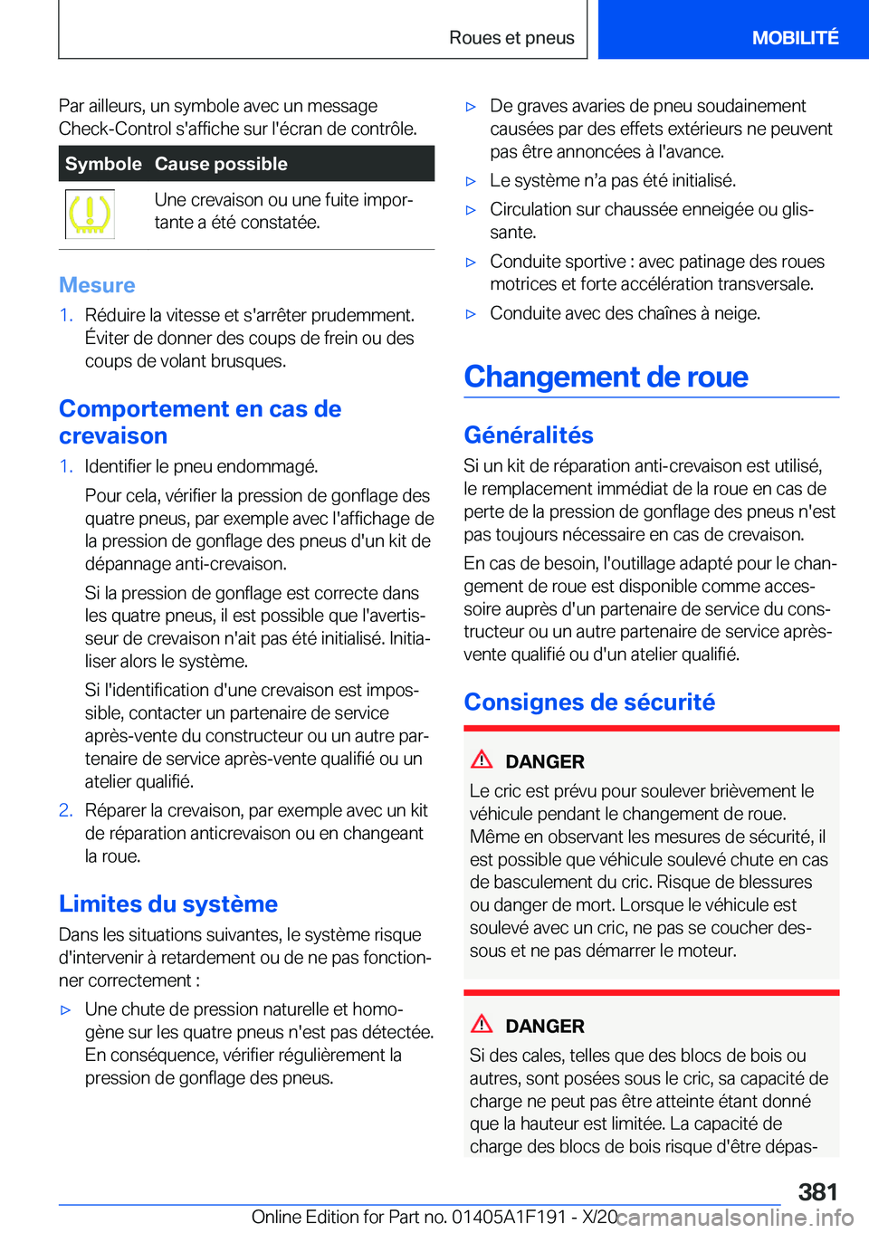 BMW M5 2021  Notices Demploi (in French) �P�a�r��a�i�l�l�e�u�r�s�,��u�n��s�y�m�b�o�l�e��a�v�e�c��u�n��m�e�s�s�a�g�e�C�h�e�c�k�-�C�o�n�t�r�o�l��s�'�a�f�f�i�c�h�e��s�u�r��l�'�é�c�r�a�n��d�e��c�o�n�t�r�