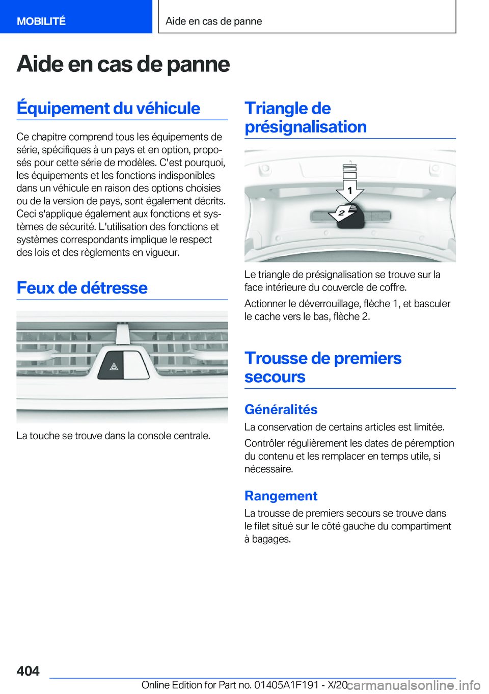 BMW M5 2021  Notices Demploi (in French) �A�i�d�e��e�n��c�a�s��d�e��p�a�n�n�e�